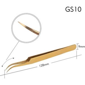 Pincet GS 10 Gold- Voor het aanbrengen van wimper extensions - Tweezer - Curved