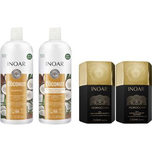 Inoar Moroccan keratine behandeling & After Care Inoar Coconut Shampoo & Conditioner 1000 ML