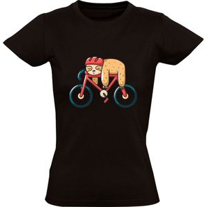 Koala op een fiets Dames T-shirt | dieren | fietsen | lui | moe | slapen | slaap | grappig | Zwart