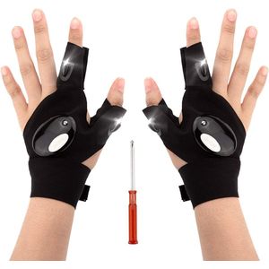 Equivera Led Handschoenen - 2 Lampen - Lichtgevende Handschoenen - Zaklamp Handschoen - Voor Klussen/Vissen/Kamperen & Andere Outdooractiviteiten