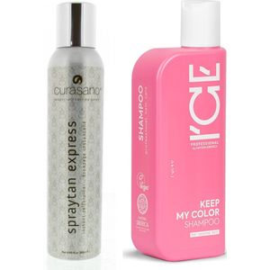 CURASANO Spraytan, Tanning Spray, 200ml + Bio / Vegan Keep My Color Shampoo