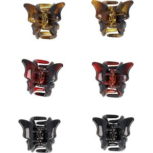 Haarsoires Haarspeld Haarklemmen 2cm – Vlinder Vorm – Zwart Bruin – Set van 6 - Haarclip Klem - Hair Claw - voor Opsteken Haar - Hair Clip - Decoratieve Haaraccessoire