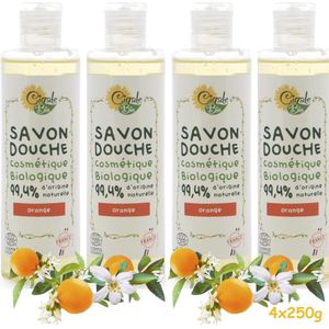 Cigale Bio Voordeel  Biologische Sinaasappel bloesem douchegel 4x250ml. Zonder conserveermiddel - kleur