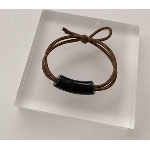 Emilie collection - haarelastiek - Fliex - haarelastiek - bruin - zwart - paardenstaart houder met detail