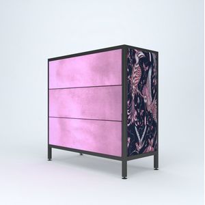 Pinky Dream - Ladekast - Rose/Zwart - Metal/Glas/Fluweel - 90*90*45 cm