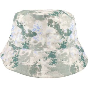 Bucket Hat Tie Dye Blauw Wit Grijs Vissershoedje Hoed Gevlekt Hoedje Reversible Omkeerbaar Festival Batik