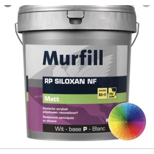 Mathys Murfill RP Siloxan NF- Kleur: Jet Black ""9005""- Gevelverf-Facade-zeer matte elastische renovatiecoating voor buitenmuren op basis van acrylaten-siloxanen- 20L