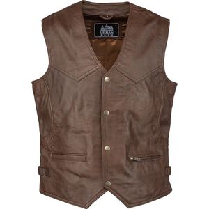 Urban Leather® Billy  lams leren vest heren donker bruin gewaxt - M