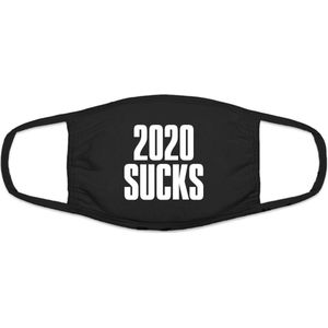 2020 Sucks | grappig mondkapje | gezichtsmasker | bescherming | bedrukt | logo | Zwart mondmasker van katoen, uitwasbaar & herbruikbaar. Geschikt voor OV