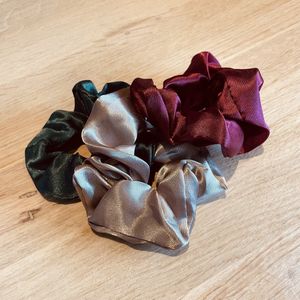 Scrunchie Haarelastiek Set - 3 stuks Groen, Bordeau, Koper - Scrunchies 3-Pack
