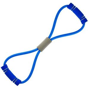 Elastische weerstandsband met schuimhandvat - Spanband voor buik - Blauw - Taille - Arm - Fitnesstraining - Gymfitness - Yoga - Pilates - Geschikt voor beginners - D&L Merchandise