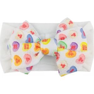 Hayley - Brede zachte haarband met een leuk geprinte strik - baby meisje haaraccessoires - 0-3 jaar - zomer