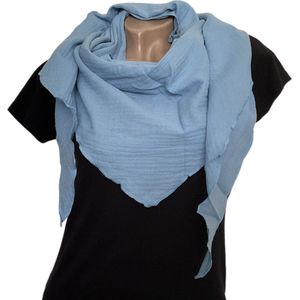 Lange Driehoekige Sjaal - Katoen - Lichtblauw - 180 x 70 cm (0446)