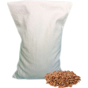 Ecologisch Lijnzaadkussen 30 x 20 cm (wit), voor soepele spieren en ontspanning - Ecru Wit - wasbaar hoesje