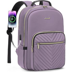 laptoprugzak voor dames, 15,6 inch, waterdicht, schoolrugzak, voor meisjes en tieners, met USB-oplaadaansluiting, grote laptoprugzak, voor zaken, reizen, school, werk, universiteit