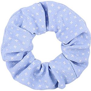 Haarsoires Haarelastiek Scrunchie – Sterrenprint – Gladde Stof – Wit Blauw - Haarkrinkel - Haar Elastiek met Stof - Zacht & Haarvriendelijk