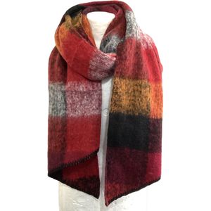 Sjaal - Dikke Kwaliteit - Geblokt - Zwart/Rood - 220 x 50 cm (969636#)