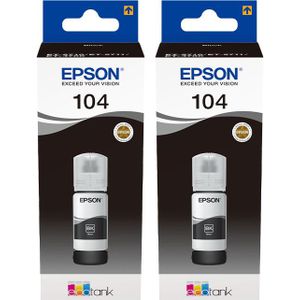 Epson, Inkt, 104 inktflessen Black Duo Pack