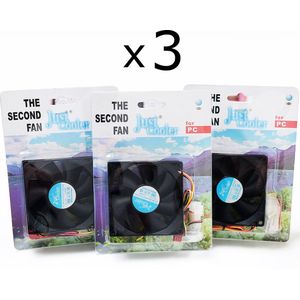 Hardware koeling - PC Case Fan 80x80 mm Sleeve Bearing Globe Fan- Computer behuizing Ventilator 8 cm Zwart (3 stuks)