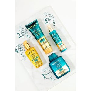 Bioxcin - Haarverzorgingsset - 1 x Keratin Argan Shampoo 300 ml - 1 x Keratin Argan olie 150 ml - 1 x Haarcrème 250 ml - 1 x Conditioner 150 ml - 1 x Haarmasker 225 ml - 1 x Pure Keratine Serum Spray 30 ml - Bio-Herbal - Anti-Haaruitval