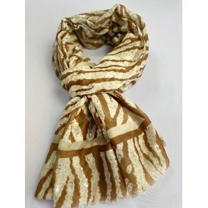 Dames sjaal met zebra print en zilver 50% katoen & 50% viscose