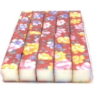 Nagelvijl - Polijst - Buffer - White Block - Bloemenprint - Set 10 Stuks