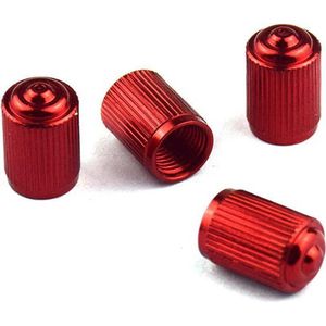 TT-products ventieldoppen Standaard Look aluminium 4 stuks rood