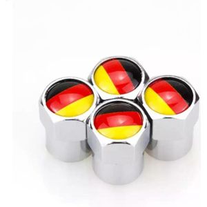 TT-products ventieldoppen aluminium Duitse vlag zilver 4 stuks