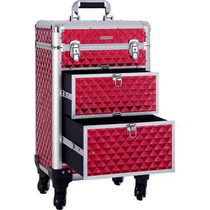 Beautycase deluxe - Professionele make-up koffer- Reis bagage afmeting - 3 in 1 Trolley voor kappers - Roterende wielen