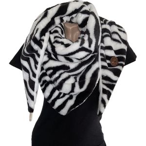 Driehoekige Sjaal - Teddy - Dikke Kwaliteit - Zebraprint - 170 x 70 cm