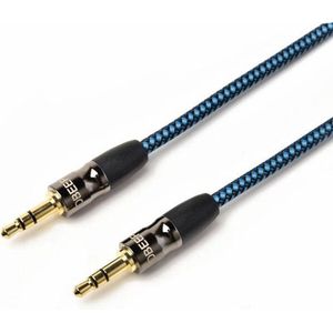 AUX-audiokabel - audiokabel voor in de auto - audiokabel voor mobiele telefoons - 3,5 mm ronde kop - mannelijk naar mannelijk - 1 m lang - nylon huid met zuiver koperen kern