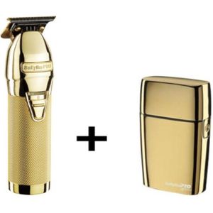 BaByliss Pro Skeleton trimmer Gold + Babyliss Pro FoilFX02 Shaver Gold