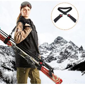 Luxe Skidrager - Verstelbaar - Klittenband - Zwart - Ski Draaggordel - Ski Draagband - Ski Accesoires