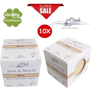 Savon De Marseille zeep 10x300g glycerine GEUR EN KLEURSTOF VRIJ origineel Frans zeepblok CUBE La Cigale