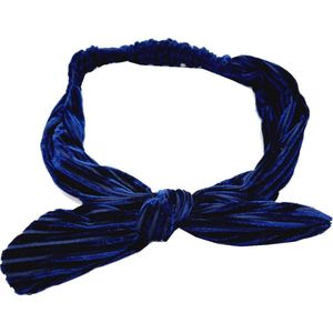 Haarband Knoop Strik Velvet Rib Blauw