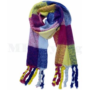 Sjaal - Warme wintersjaal - Dikke shawl – Blauw Rood