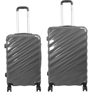 Kofferset 2 delig - Reiskoffers met TSA slot en op wielen - Messina - Antraciet - S + M - Travelsuitcase