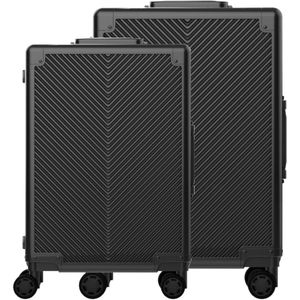 Licenty Kofferset Zwart - Reiskoffer - Kofferset 2 delig - Grote Koffer - Handbagage koffer - Aluminium Koffer - Reiskoffer met wielen - TSA Kofferslot