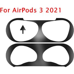 Sticker geschikt voor Airpods 3 2021 - Accessoire voor Airpods 3 - Anti magnetisch stof - Vuil bescherming - Zwart Sticker 2 stuks