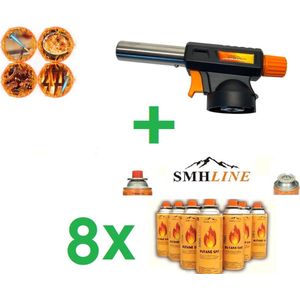 SMH LINE® Gasbrander - Creme Brulee Brander - keukenbrander - Incl. 8x Gasflessen