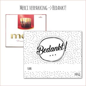 KaartKadootje Merci -> Bedankt - No:07 (Merci Chocolade - Bedankt! - Frame cirkel Z/W) - LeuksteKaartjes.nl by xMar