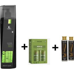 Honma Tokyo Lissage Masque Reconstructeur Coffe Green + Inoar Argan Oil Keratine Treatment Keratin Shampoo & Conditioner 2x250ml