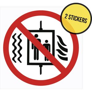 Pictogram/ sticker | Lift niet gebruiken bij brand | 10 x 10 cm | Elivator | Brandweer | Brandveiligheid | Ascenceur | Noodgeval | Noodsituatie | Hotel | Horeca | Openbaar gebouw | 2 stuks