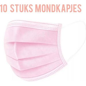 10 stuks Wegwerp mondkapjes mondmaskers roze 3 laags met elastiek