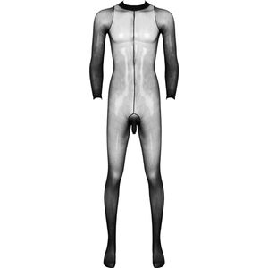Volledige transparante heren jumpsuit - Open penis slurf - One size - Mannen bodysuit elastisch - Panty - Kousen - BDSM kleding - Rollenspel