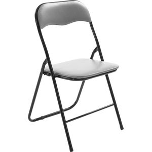 Lara klapstoel - event chair - party chair - Light Grey - kunstleer - metaal - comfortabel - zithoogte 43 cm - set van 1 - lichtgewicht
