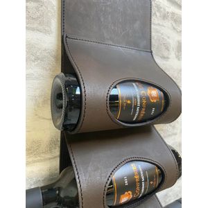 Dries Design D3SD - wijnfles houder - wijnflessen houder - flessenhouder - wijnrek - flessenrek - cognac rek - whisky rek - leder 6 - bruin - gestikt