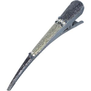 Haarsoires Haarspeld Duckklem 13cm – Basic – Glitter & Steentjes – Zilver Grijs - Sterke Haarclip voor Styling & Dagelijks Gebruik - Hair Clip - Decoratieve Haaraccessoire