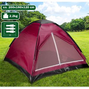 Camp Active tent - Koepeltent 3 persoons - Polyester - Rood - 200 x 180 x 120 cm