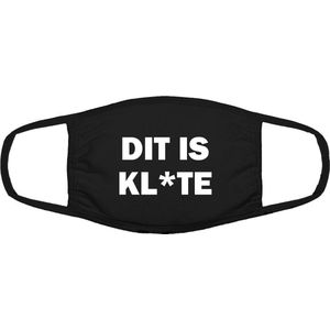 Dit is kl*te, grappig mondkapje | gezichtsmasker | bescherming | bedrukt | logo | Zwart mondmasker van katoen, uitwasbaar & herbruikbaar. Geschikt voor OV